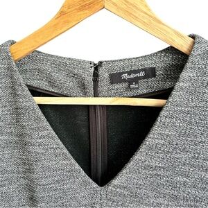 MADEWELL Gray Marled Knit Minimalist BRIDGEWALK V-NECK A-Line Long Sleeve Dress